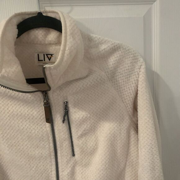 LIV Life integrity earth cream/off white fleece zip‎ up jacket size Medium - Picture 5 of 8